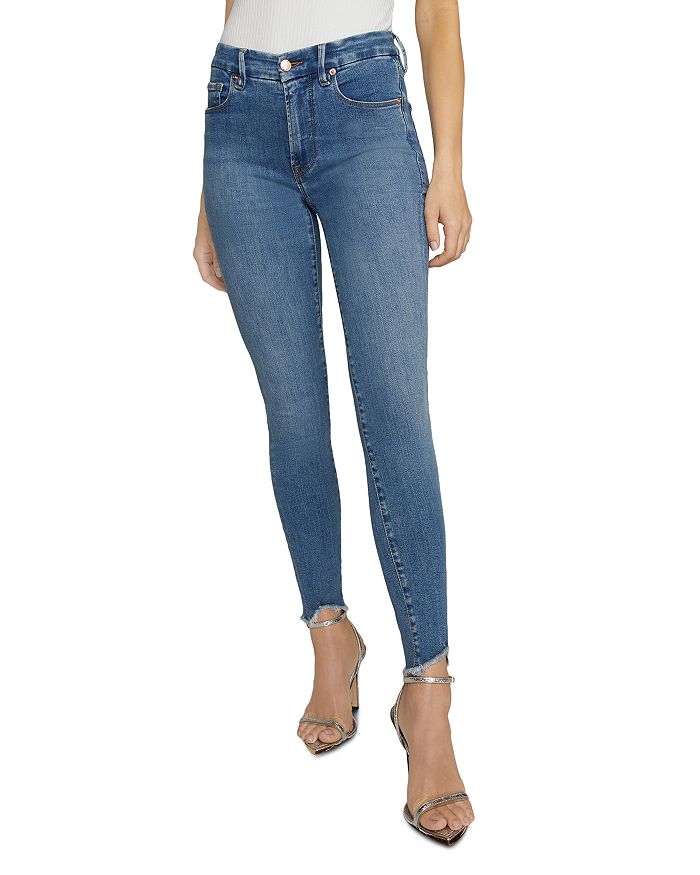 Good American Good Legs Frayed Hem Jeans in Blue611 | Bloomingdale's