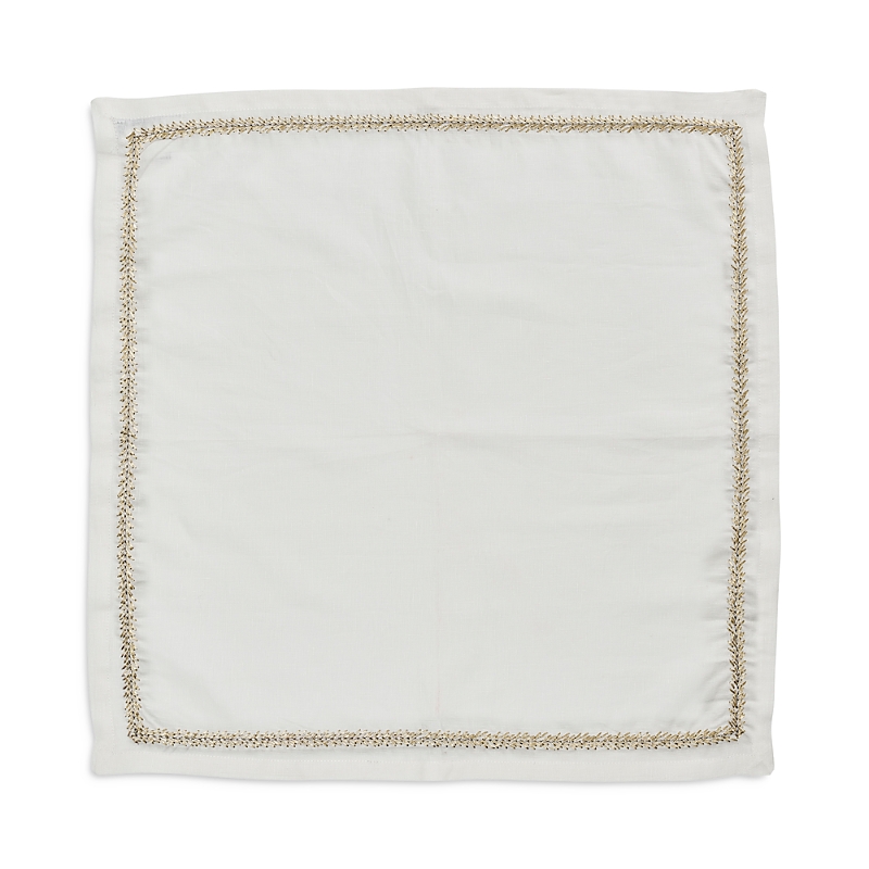 Kim Seybert Jardin Linen Napkin In White/gold/silver