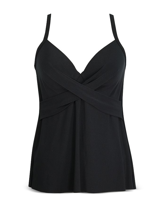 Miraclesuit Rock Solid Allura Tankini Top Women's Swimsuit In Black