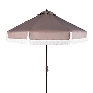 Safavieh Fabia Fringe 9 Ft Crank Umbrella In Gray/white