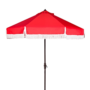 Safavieh Fabia Fringe 9 Ft Crank Umbrella In Red/white