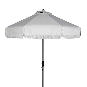 Safavieh Fabia Fringe 9 Ft Crank Umbrella In White/white