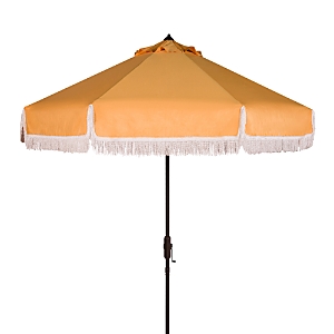 Safavieh Fabia Fringe 9 Ft Crank Umbrella In Yellow/white