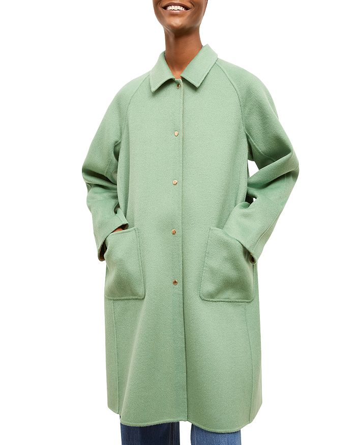 Gerard Darel Romane Reversible Wool Coat In Green