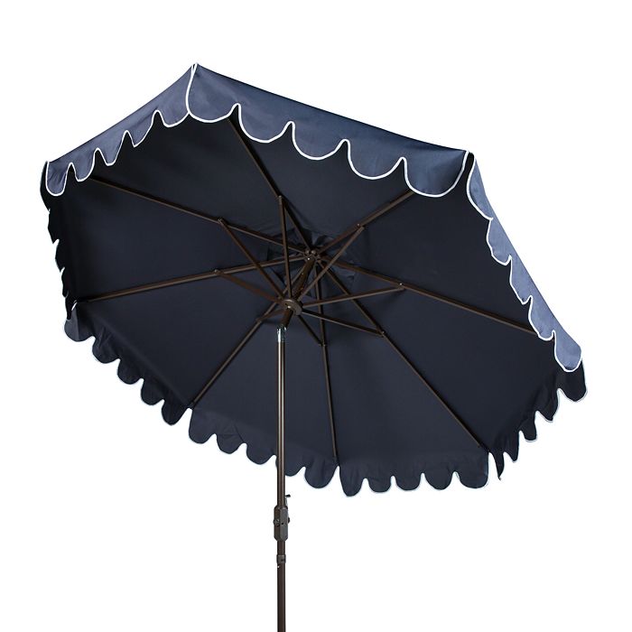 Shop Safavieh Venice 11 Ft Crank Umbrella In Navy/white