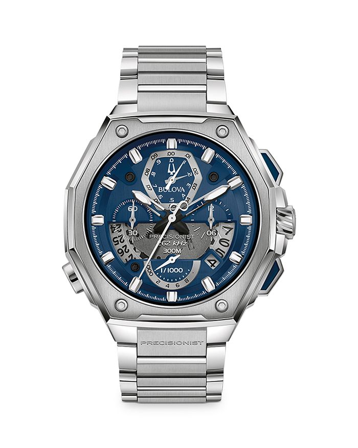 Bulova Men's Chronograph Precisionist X Stainless Steel Bracelet Watch 44.5mm In Blue