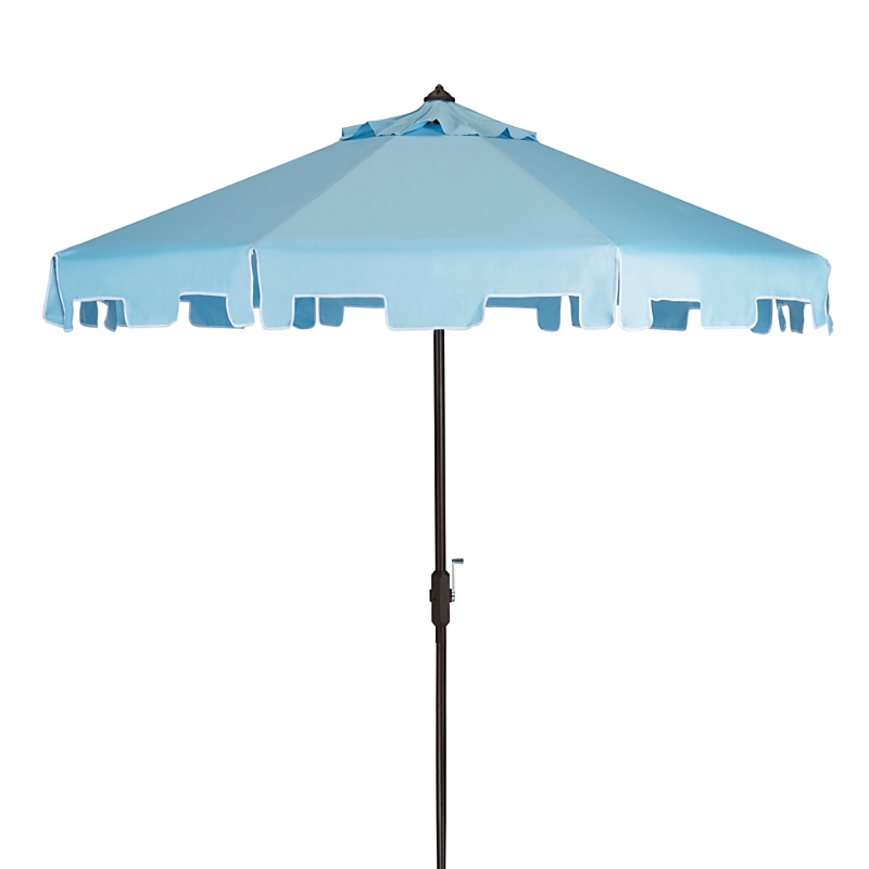 Safavieh Up Resistant Zimmerman 9 Ft Crank Market Push Button Tilt Umbrella With Flap In Blue