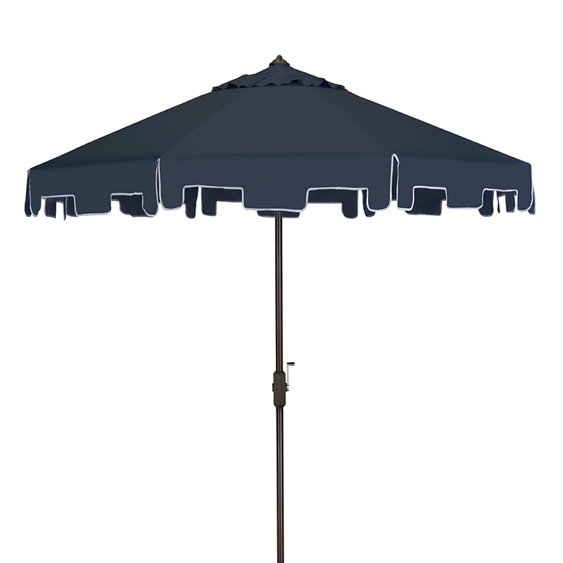 Safavieh Zimmerman 9 Ft Crank Market Umbrella In Navy