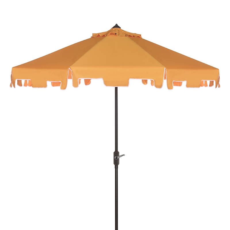 Safavieh Up Resistant Zimmerman 9 Ft Crank Market Push Button Tilt Umbrella With Flap In Yellow/white
