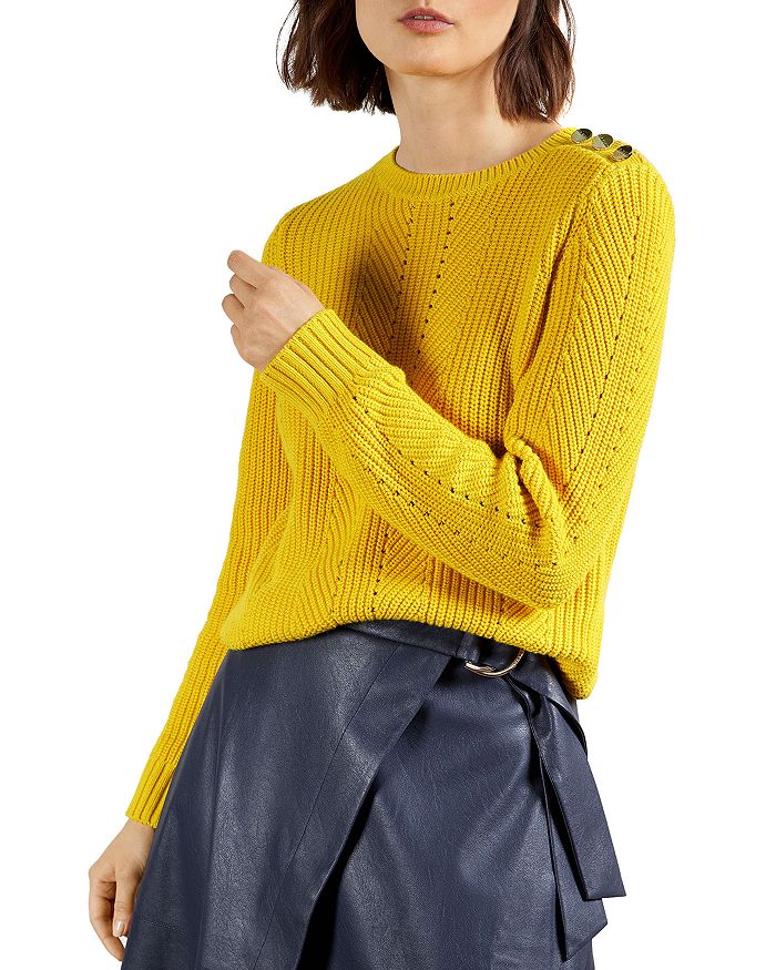 TED BAKER BUTTON DETAIL PULLOVER SWEATER,251348YELLOW