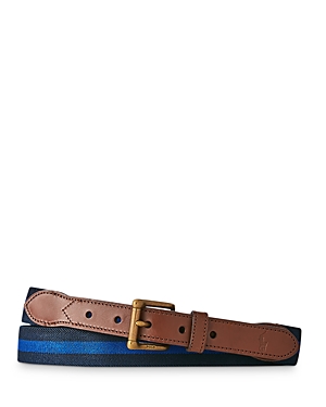 POLO RALPH LAUREN LEATHER TRIM STRETCH BELT,405749503010