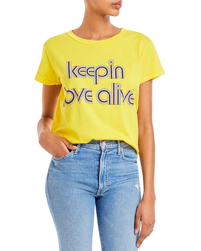 Mother Goodie Goodie Short-sleeve Boxy Cotton Tee In Lemon