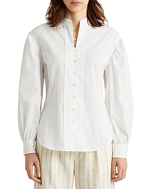 Ralph Lauren Lauren  Broadcloth Balloon Sleeve Shirt In White