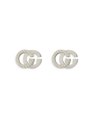 18K White Gold Double G Logo Stud Earrings