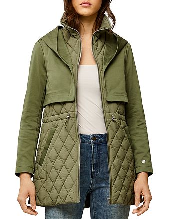 Soia & Kyo Enora Mix Media Water Repellent Quilted Raincoat ...