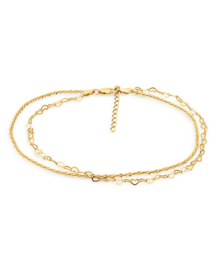 Aqua Heart Link & Rope Chain Anklet- 100% Exclusive In Gold
