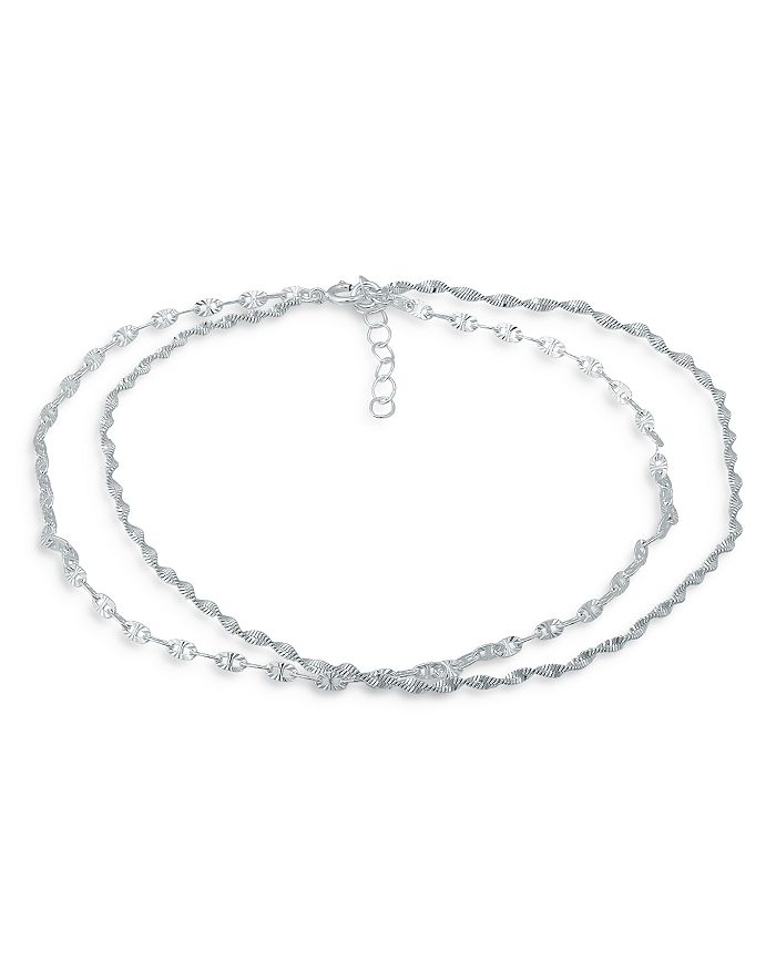 Aqua Double-row Twist Chain Anklet- 100% Exclusive In White