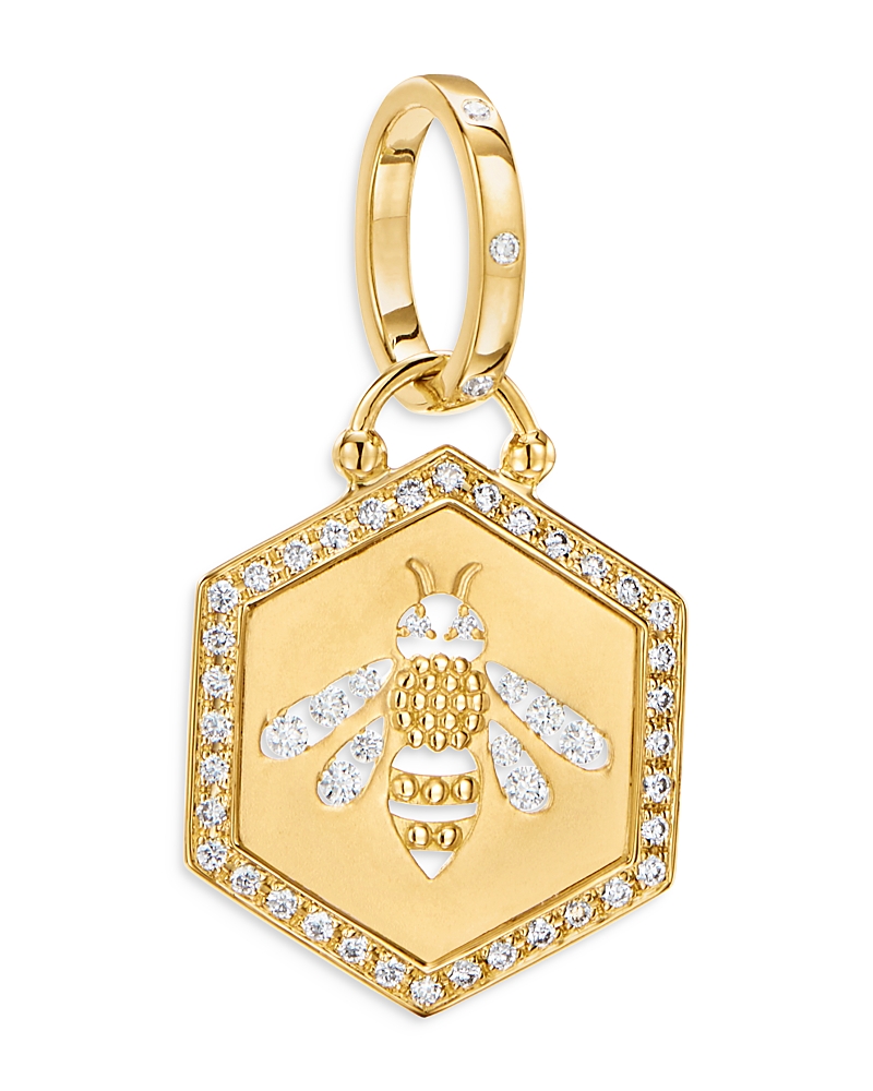 Temple St. Clair 18K Yellow Gold Diamond Bee Pendant