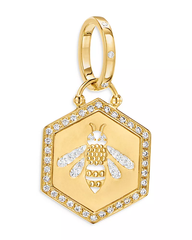 Temple St. Clair 18K Yellow Gold Diamond Bee Pendant
