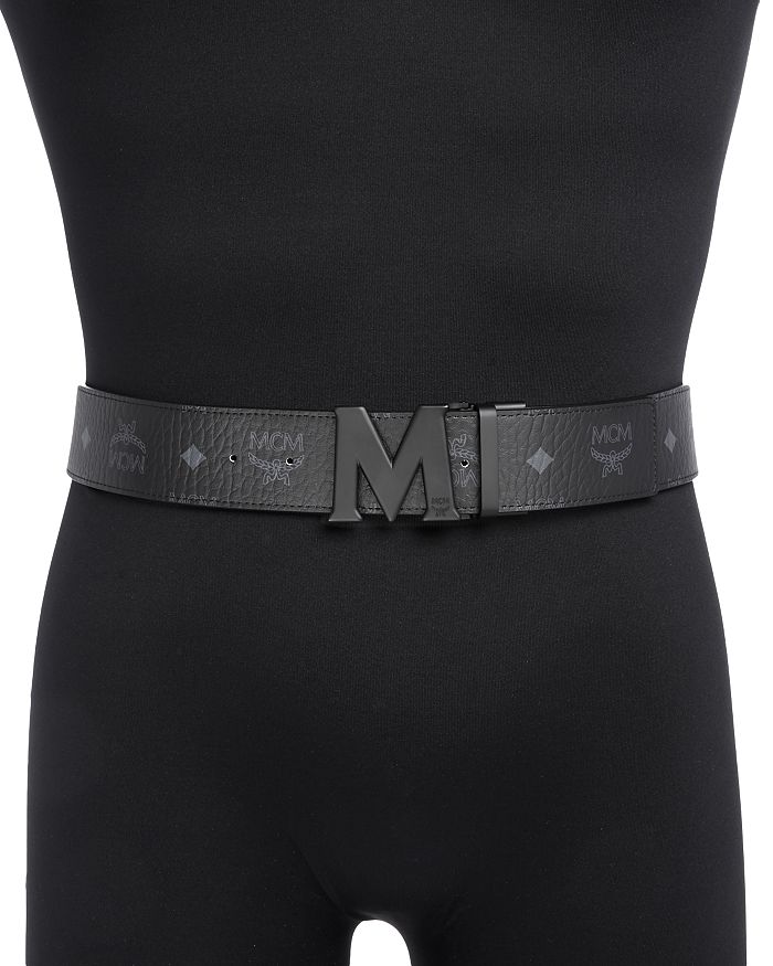 Claus M Reversible Belt 1.75 In Embossed Monogram Leather In Black / Matte  Black