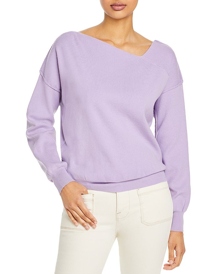 Line & Dot Favorite Geometric Neck Sweater In Lilac