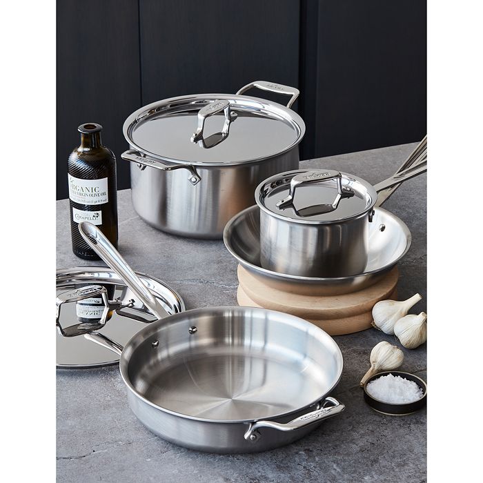 Cook N Home 7-Piece Tri-Ply Clad Stainless Steel Cookware Set, Silver