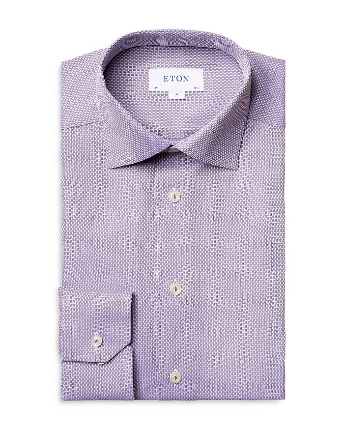 Eton Slim Fit Textured Solid Shirt In Purple