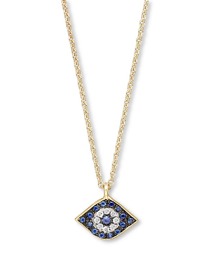 Meira T Diamond, Sapphire And 14k Yellow Gold Evil Eye Pendant Necklace, 16 In Multi/gold