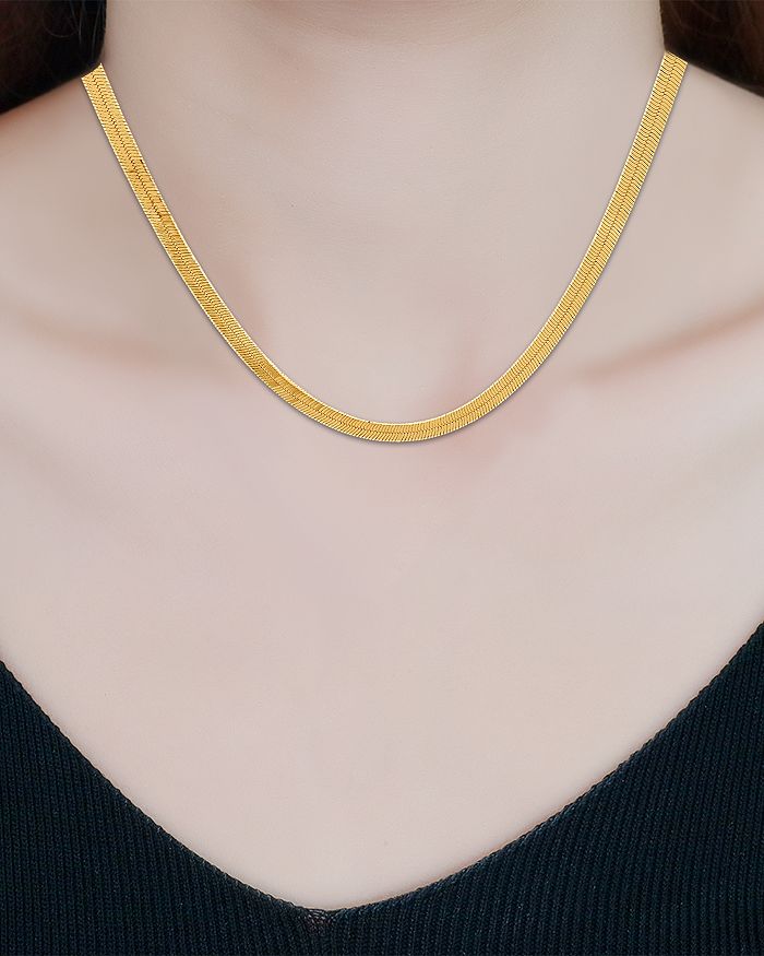 Shop Aqua Herringbone Chain Necklace, 16 - 100% Exclusive In Gold