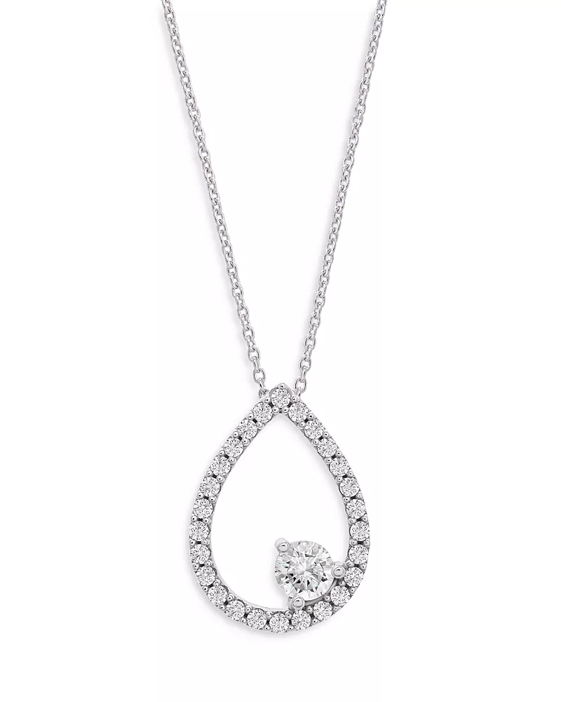 Bloomingdale's Fine Collection Diamond Teardop Pendant Necklace in 14K White Gold, 0.25 tcw