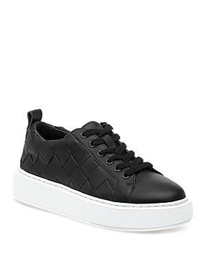 J/Slides Women's DeDe Large Weave Leather Platform Sneakers
