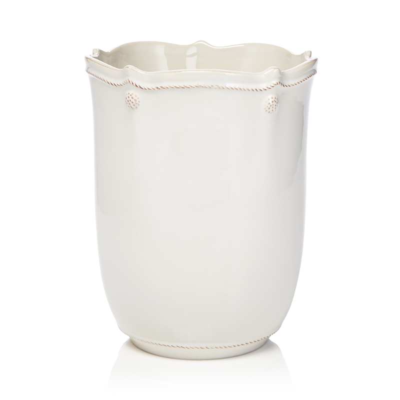 Juliska Berry & Thread Whitewash Ceramic Waste Basket In Whitewash