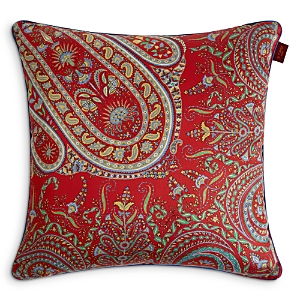 Etro Mormugao Paisley Print Cushion, 18 X 18 In Red