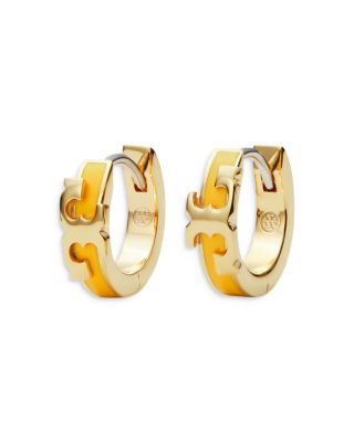 ピアス Tory Burch SERIF-T ENAMELED HUGGIE HOOP EARRING Tory Burch Serif T Hoop Earrings Outlet