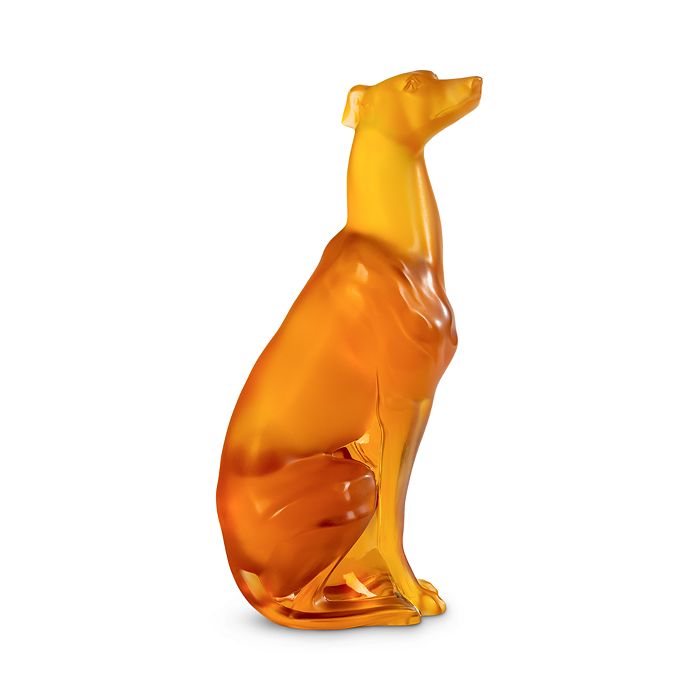 Lalique - Limited Edition Crystal Greyhound Amber Figurine