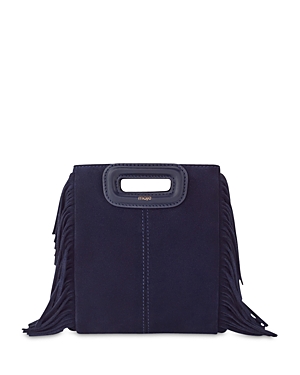 Maje M Mini Suede Bag In Navy