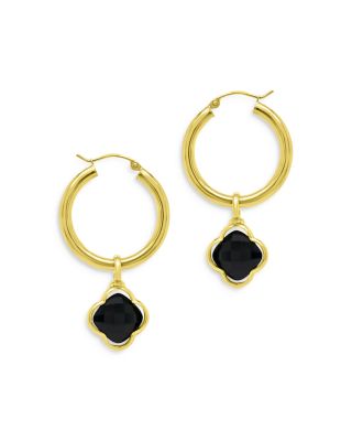 Bloomingdale's Fine Collection - Black Onyx Clover Drop Earrings in 14K Yellow Gold - Exclusive