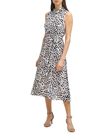 KARL LAGERFELD PARIS - Leopard Mock Neck Midi Dress