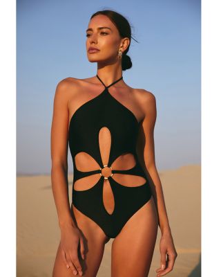 Cult Gaia スイムスーツ 水着 カットアウト パール ワンピース Cult Gaia カットアウト ワンピース水着 | ブラック | FARFETCH JP