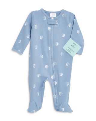 Unisex Moon Print Comfort Zip Front Footie - Baby