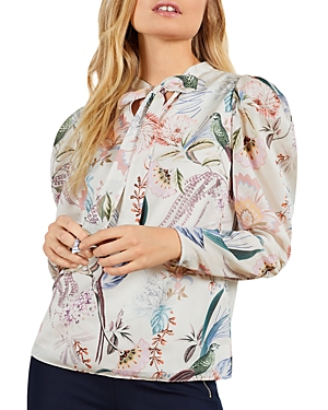 TED BAKER TIE NECK FLORAL PRINT BLOUSE,252374-AANGELI-WMB