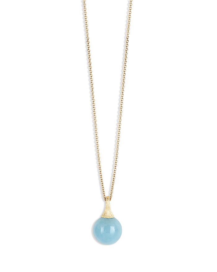Marco Bicego 18k Yellow Gold Africa Boule Pendant Necklace In Aquamarine