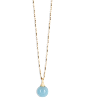 Marco Bicego 18k Yellow Gold Africa Boule Aquamarine Pendant Necklace, 15.25