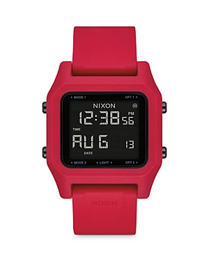 Nixon Staple Digital Rubber Strap Watch In Red