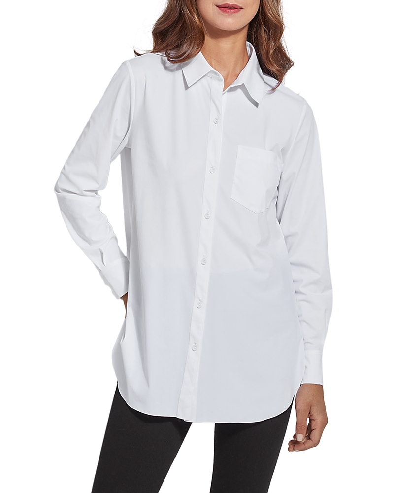 Lyssé Schiffer Long Sleeve Button Down Top In White