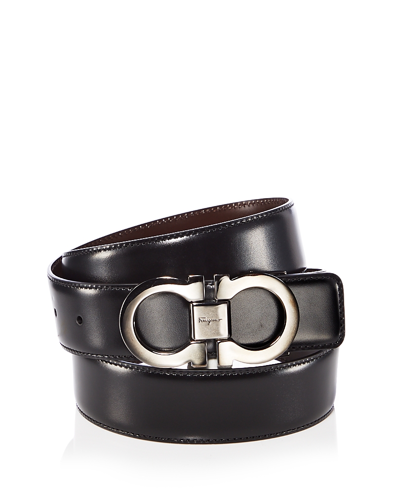 Ferragamo Salvatore Ferragamo Men's Double Gancini Buckle Reversible Leather Belt