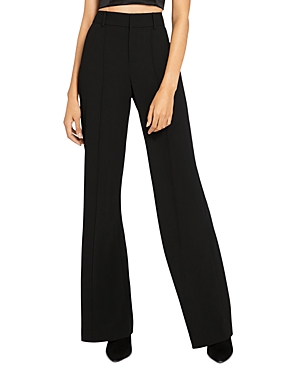 Shop Alice And Olivia Dylan High Waist Wide Leg Pants In Black Crepe