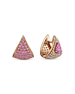 Shop Hueb 18k Rose Gold Mirage Pink Sapphire & Diamond Mismatch Huggie Hoop Earrings