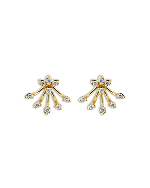 18K Yellow Gold Luminus Diamond Fan Stud Earrings