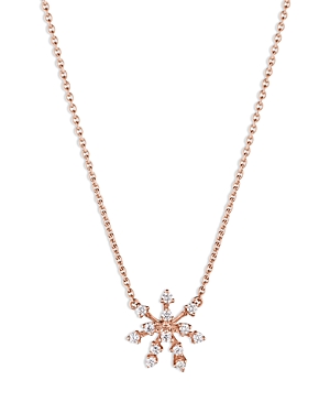 18K Rose Gold Luminus Diamond Starburst Cluster Pendant Necklace, 18